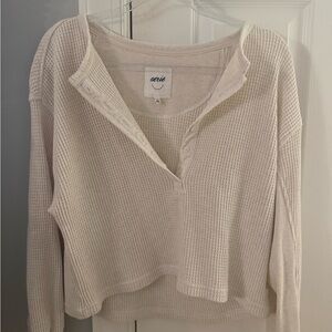 Aerie Off-White Waffle Knit Top